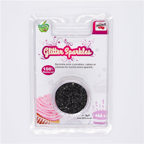 Black Edible Glitter Flakes, Cake Sprinkles